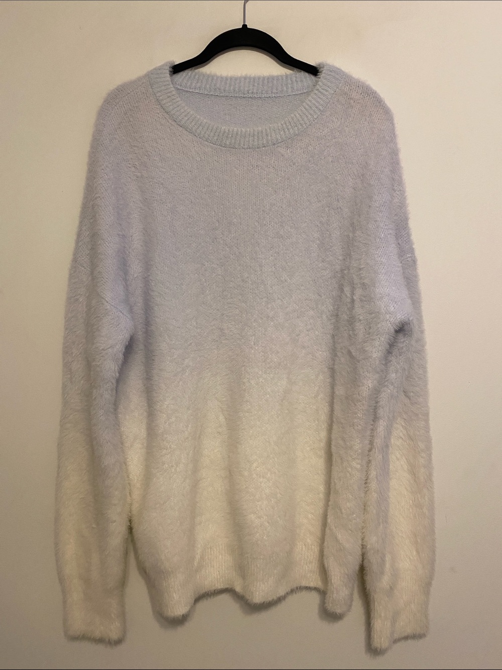 Soft Ombre Crewneck Sweater - Light Blue to Cream, very soft and warm